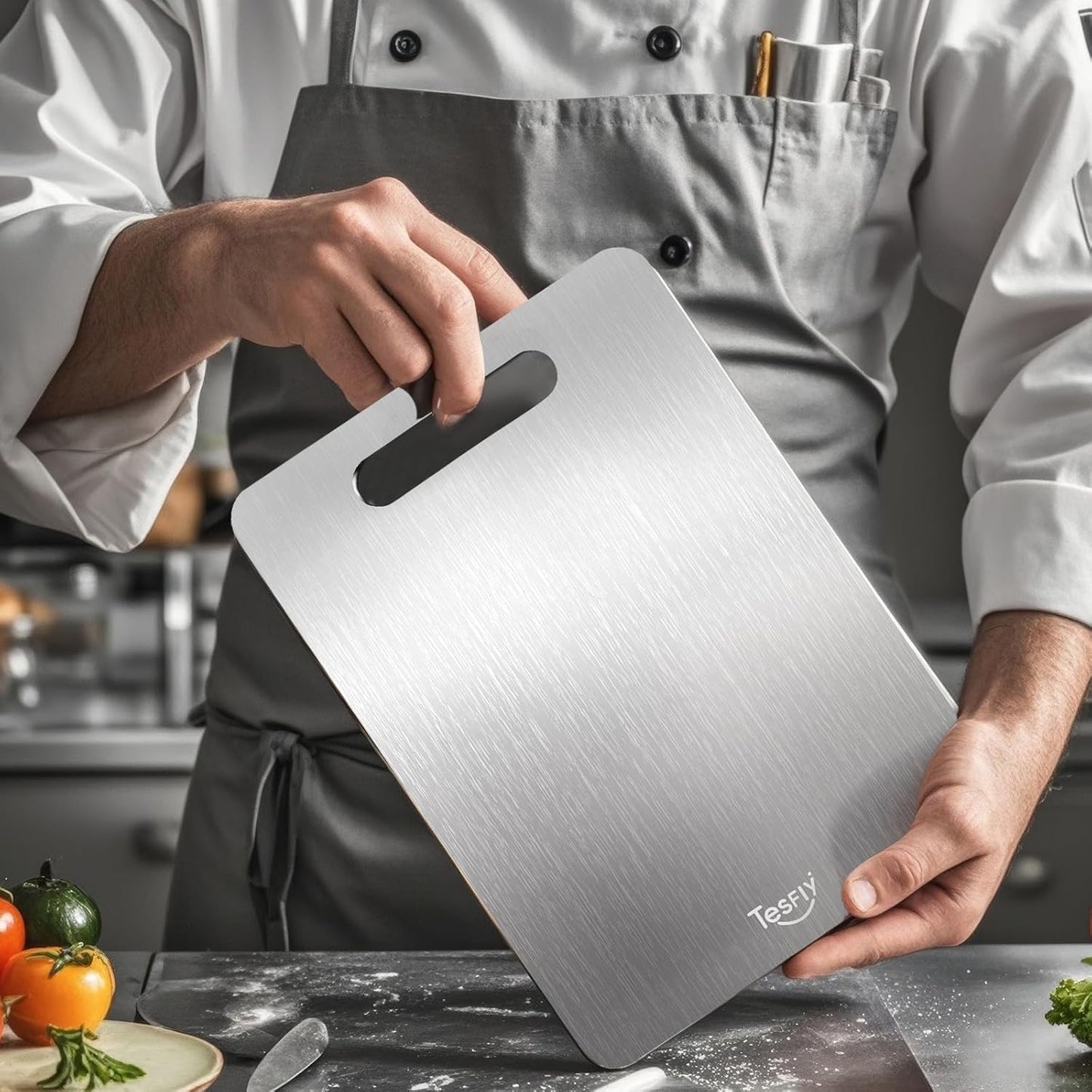 2 Pack 100% Vegetables(13 9) Titanium Cutting Board - Pure Titanium Cutting Boards For Kitchen,Easy to clean