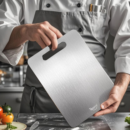 2 Pack Titanium Cutting Board-100% Pure Titanium Cutting Boards For Kitche,Easy to clean, Double-sided food-grade Cutting Board For Meats, Fruits And Vegetables (18 * 12)