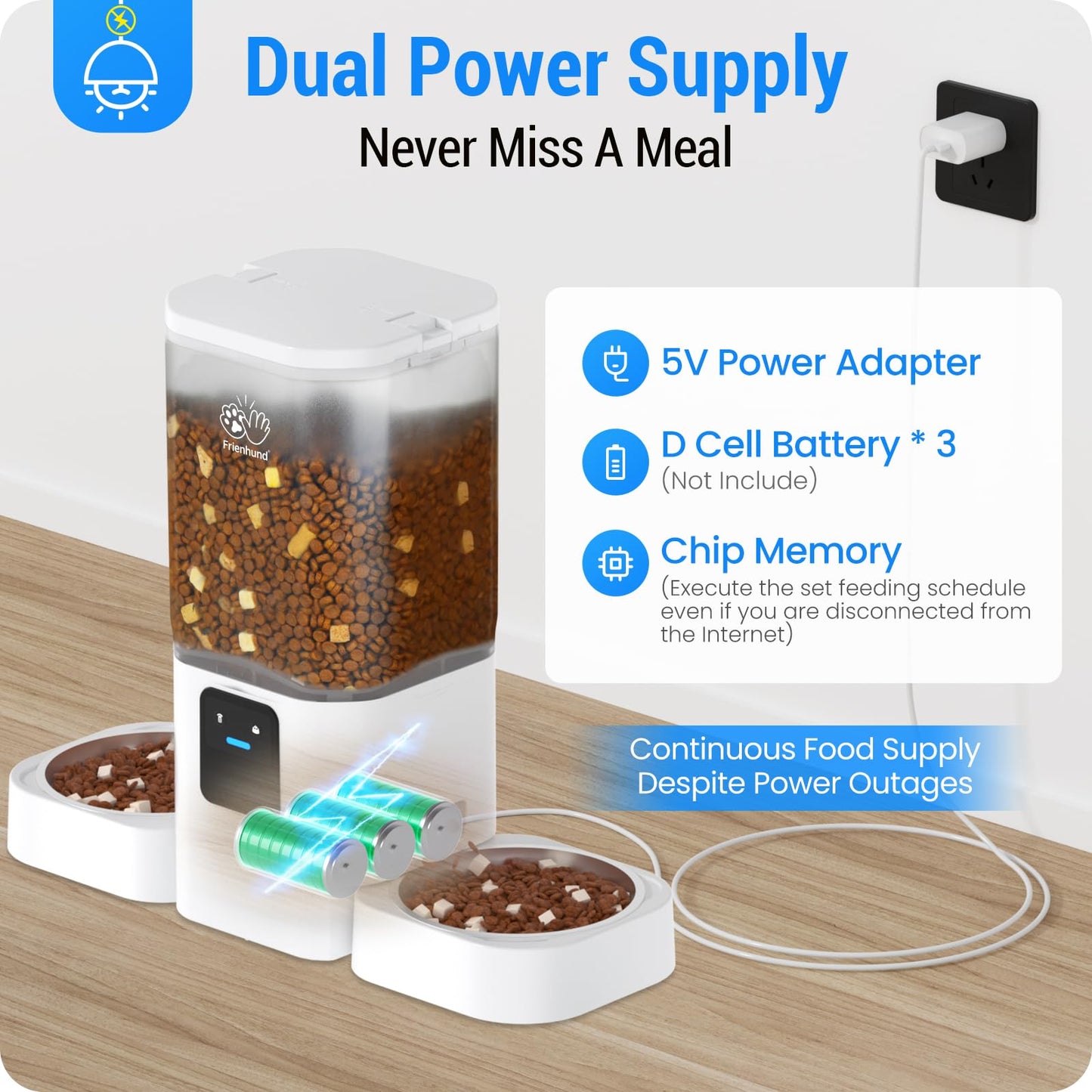 Frienhund Automatic Cat Feeder with Slow Feed for 2 Cats: 5G WiFi Automatic Dog Feeder with 7L Large Food Storage, Cat Food Dispenser with Alexa for Multiple Pets, Detachable for Easy Cleaning -29 Cup