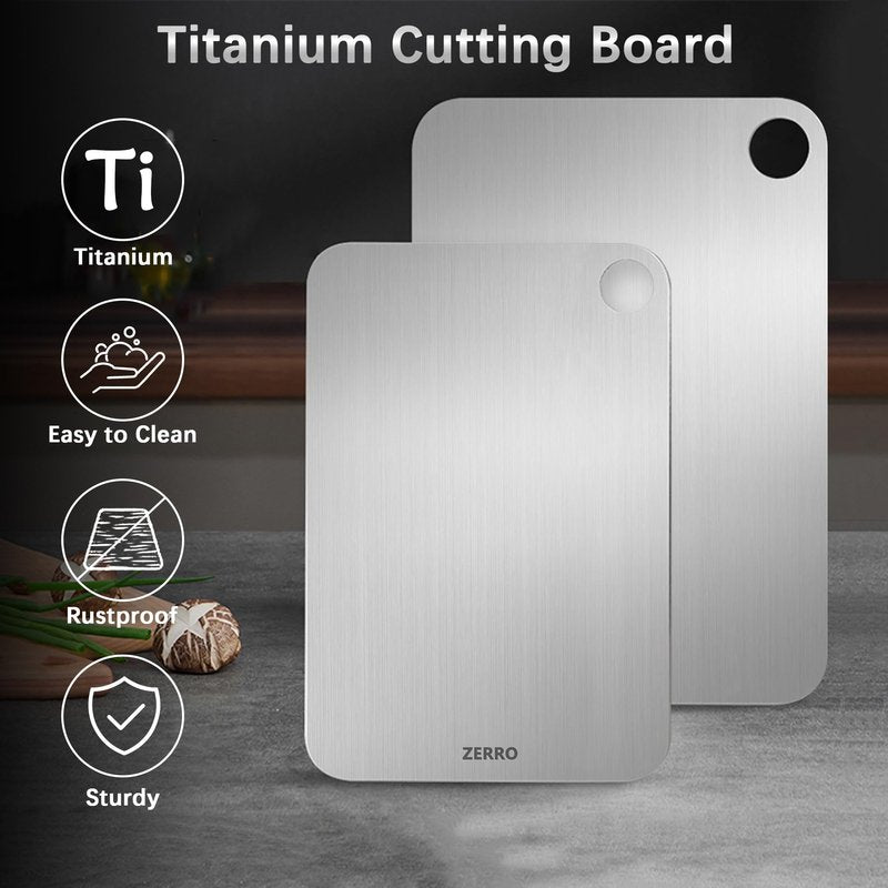 ZERRO Titanium Cutting Board 14.17" x 9.84", 100% Pure Titanium