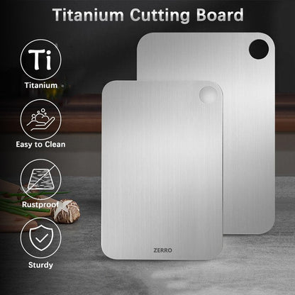 ZERRO Titanium Cutting Board 14.17" x 9.84", 100% Pure Titanium