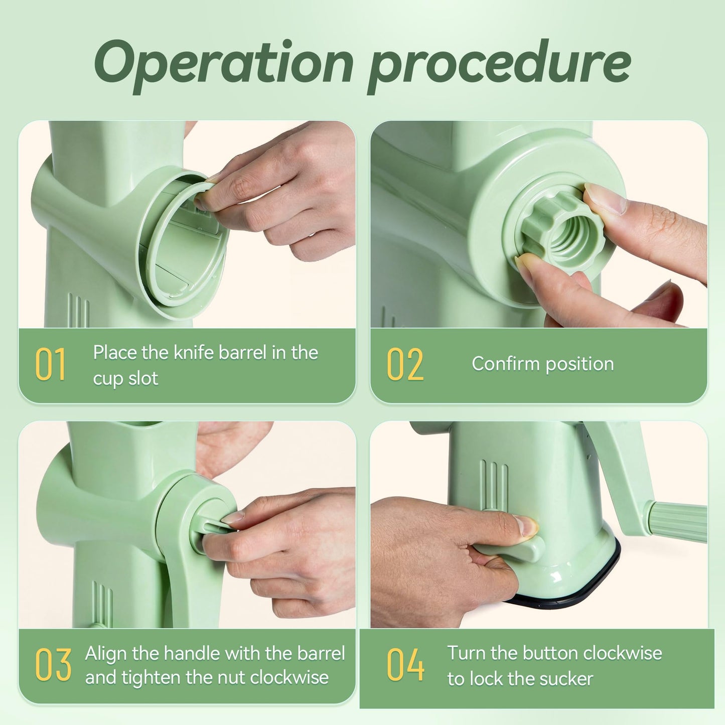 Rotary Ice Shaver Manual - Stainless Steel Blade, Quick Labor-Saving Handle, Safe Stable Suction Base, Home Using Snow Cone Maker Machine for All Ice Cubes