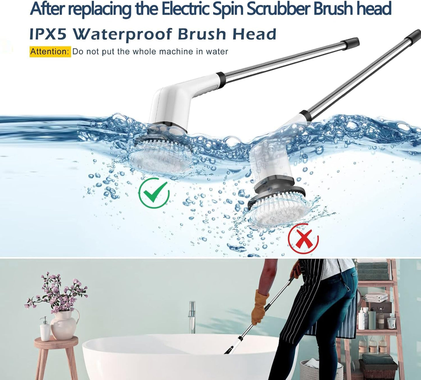 Electric Spin Scrubber Replacement Heads, 8 in 1 Cleaning Brush for ANS-8051A/8050 Power Shower Scrubber