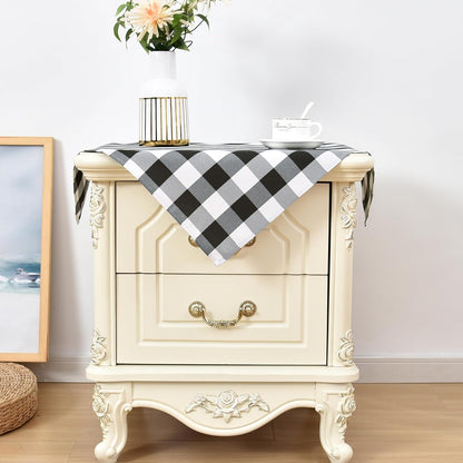 2 Pack 24x24 Inch Wolkemer Small Square Tablecloth Farmhouse Checkered Black and White Gingham Nightstand Table Cloth