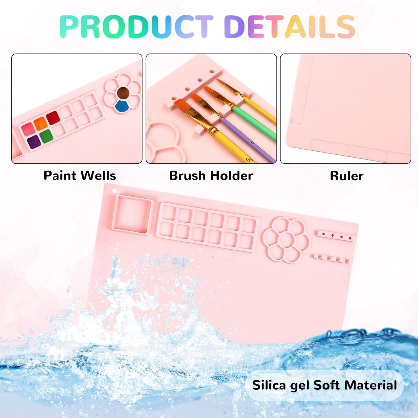 Painting Station, Including Paint Brush Cleaner, 20"×16" Silicone Painting Mat,12-Color Acrylic Paint, 10 Paint Brushes,1 Absorbent Sponge, DIY Painting Gift for Adult Artist Beginners