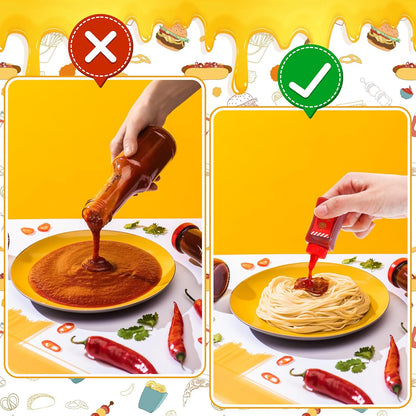 16 25ml pcs Mini Ketchup Bottles Plastic Portable Condiment Squeeze Bottles for Kids Adults Office Lunchbox Picnic Oil
