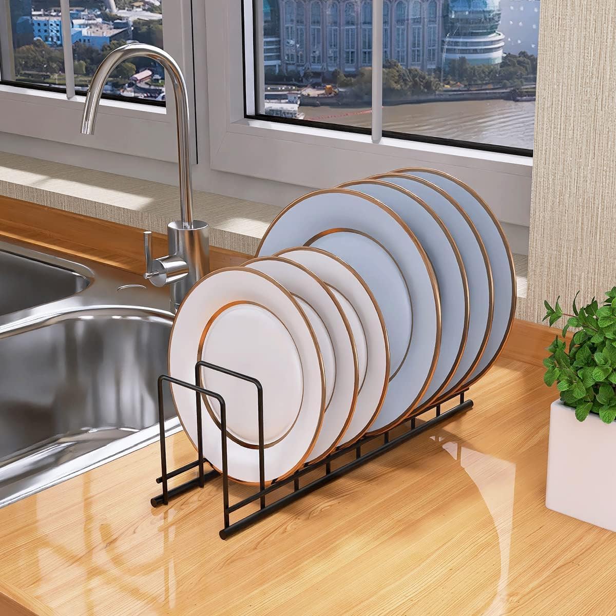 Cutting Board Organizer, 2 Pack Pot Lid Organizer, Kitchen Rack for Plates, Bakeware, Pots & Pans, 13" x 4.7" x 4.3"