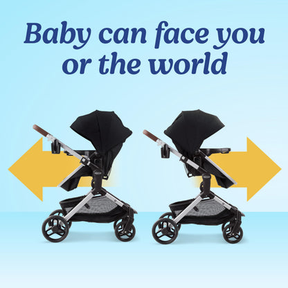 Graco® Modes Nest DLX Travel System, 3-in1 Modular Baby Carseat Stroller Combo, Adjustable Slide2Me Infant Car Seat Carrier, Pramette, to Toddler Stroller, Includes SnugRide DLX Infant Car Seat, Raven
