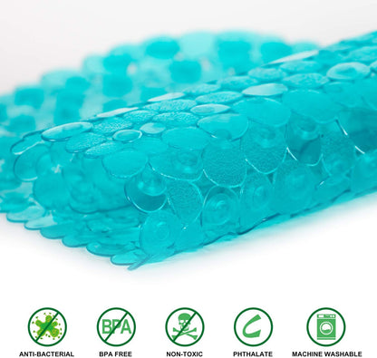 27 14 Inch, WELTRXE Pebbles Bath Mat Oval Non-Slip Bathtub Mat with Suction Cups, Drain Holes for Bathroom Showers
