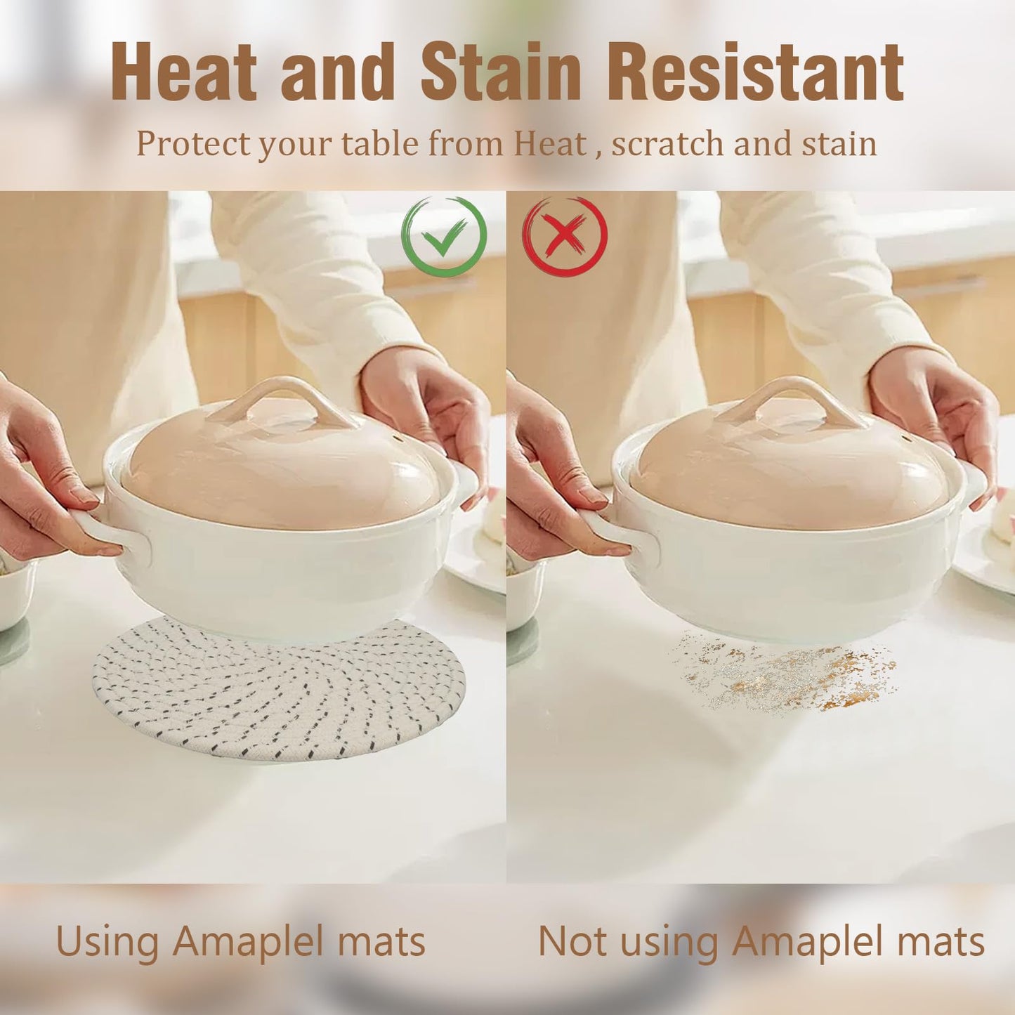 JIngJIALii 10 Inch Trivets for Hot Dishes, 6 Pack Hot Pads with Storage Basket for Pots and Pans, Hot Plate Mat for Kitchen Countertops, Kitchen Gift for New Home