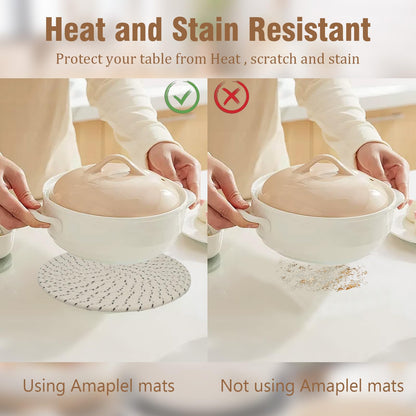 JIngJIALii 10 Inch Trivets for Hot Dishes, 6 Pack Hot Pads with Storage Basket for Pots and Pans, Hot Plate Mat for Kitchen Countertops, Kitchen Gift for New Home