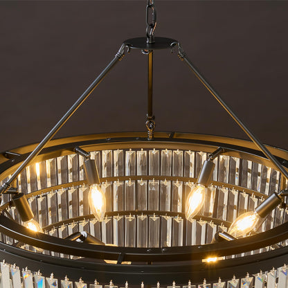 Black Modern Round Crystal Chandelier: 28" K9 Luxury Crystals Contemporary Chandeliers for Dining Room Lights over Table - Adjustable Large Light Chandelier for Bedroom Living Kitchen Entryway Foyer