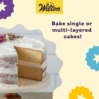 Wilton Round Cake Baking Pan Set - 9 x 2 Inch Even Heating Aluminum Bakeware for Tiered Cakes