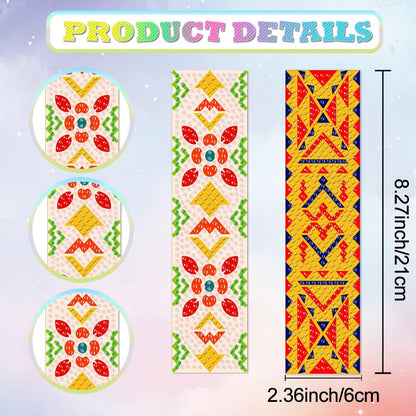 beinkmake 6Pcs Geometric 5D Diamond Art Bookmarks Vintage Floral Diamond DIY Painting Bookmarks Rhinestones Beaded Acrylic Tassel Bookmark for Adult Beginner Crafts