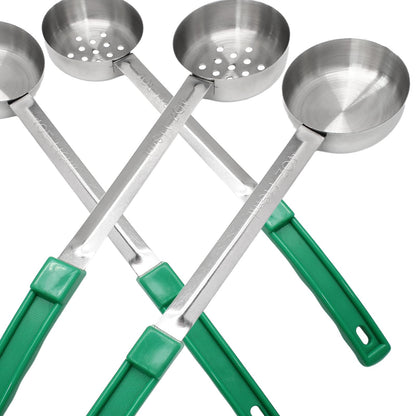 Opfiue 4PCS 4 oz Portion Control Serving Spoons,Measuring Ladle Scoops Food Utensils,Proportion Manage Slotted and Unslotted Scoops for Weight Loss/Kitchen(Green)