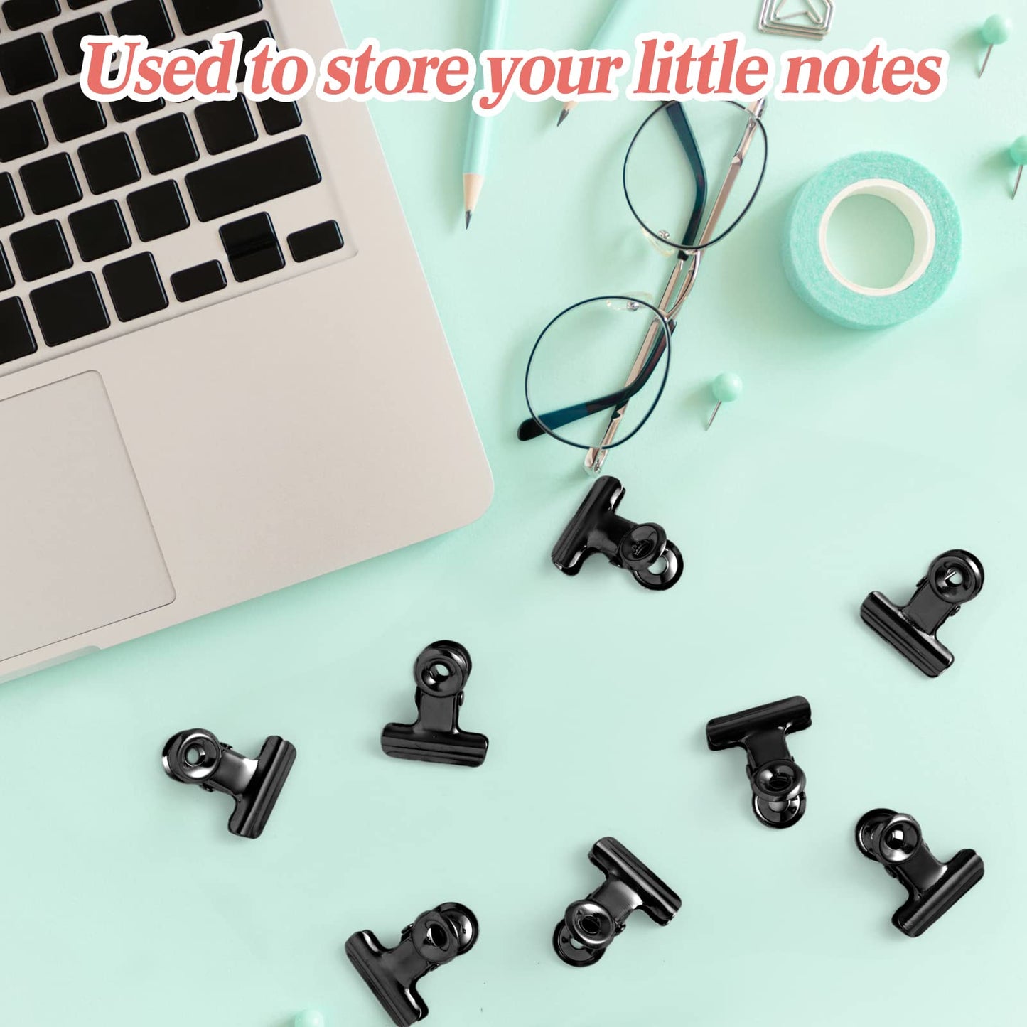Kisston 200 Pcs Metal Clips Hinge Clips 0.87 Inch Small Bull Binder for Office, Paper, Photos, Picture, Maps, Poster, Drawings, Art Work, Papers, Clipboard, Price Tag (Black)