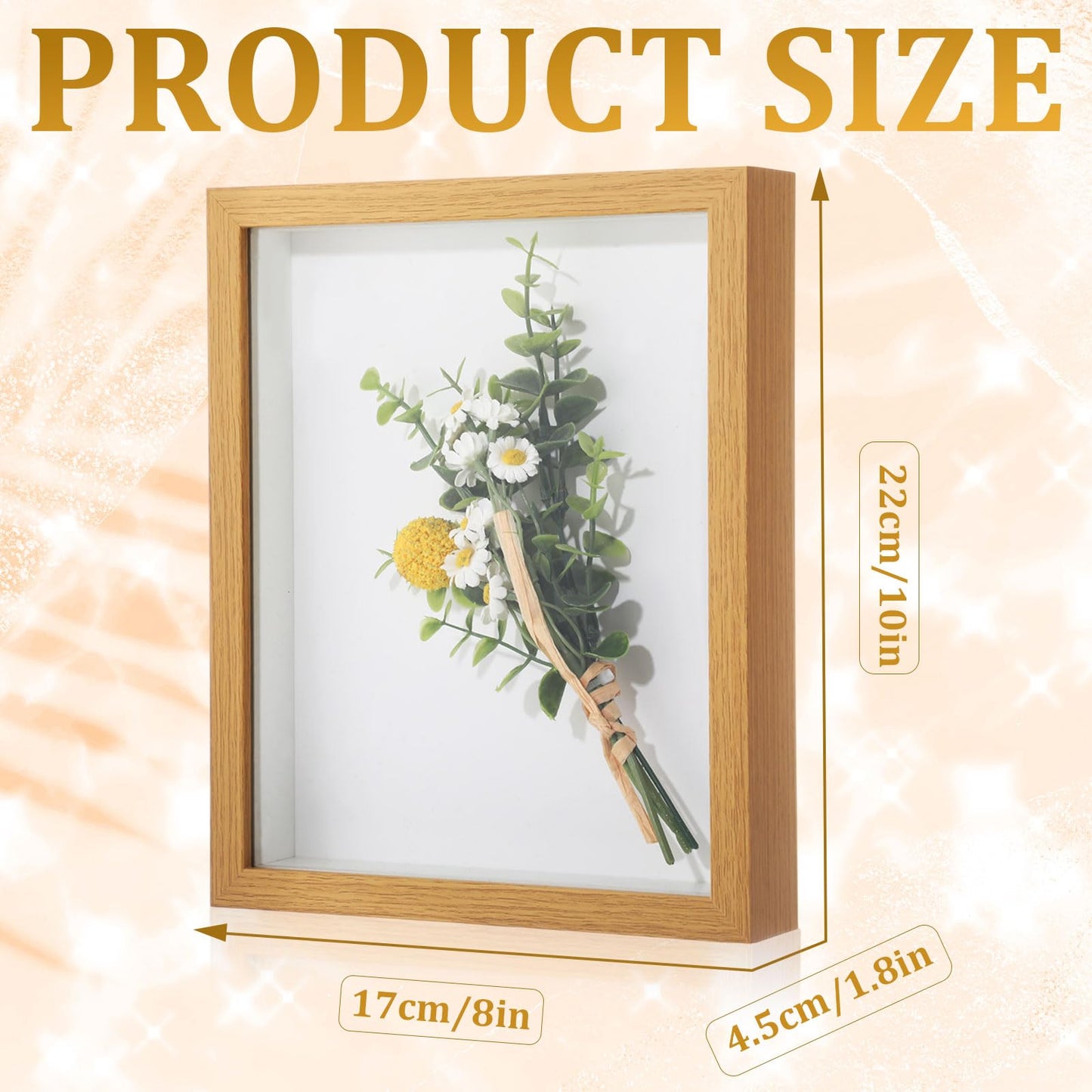 Anglechic 4 Pack 8x10 Shadow Box Frame Display Cases Wood Deep Shadow Box with Soft Felt Back for Graduation Memorabilia Wedding Bouquet Dried Flowers DIY Craft Medals Photos(Natural Wood Color)