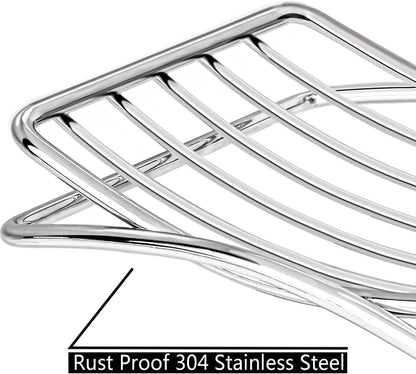 Stainless Steel Soap Dish - Self-draining Bar Soap Holder for Shower & Bathroom, Easy Cleaning Quick Dry with White