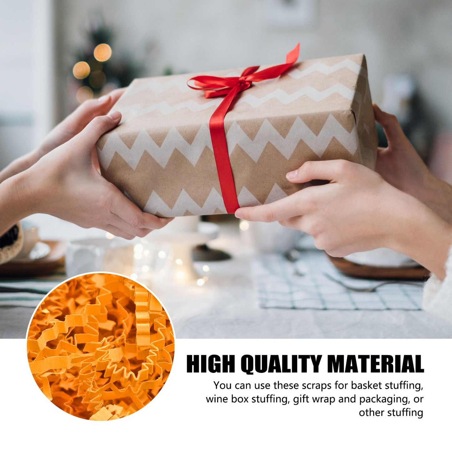 1 LB Fluorescent orange Crinkle Cut Paper Shred Filler Great for Gift Wrapping, Basket Filling, Birthday, Wedding, Halloween, Thanksgiving, Christmas Day, New Year Party Decorations Filling Supplies