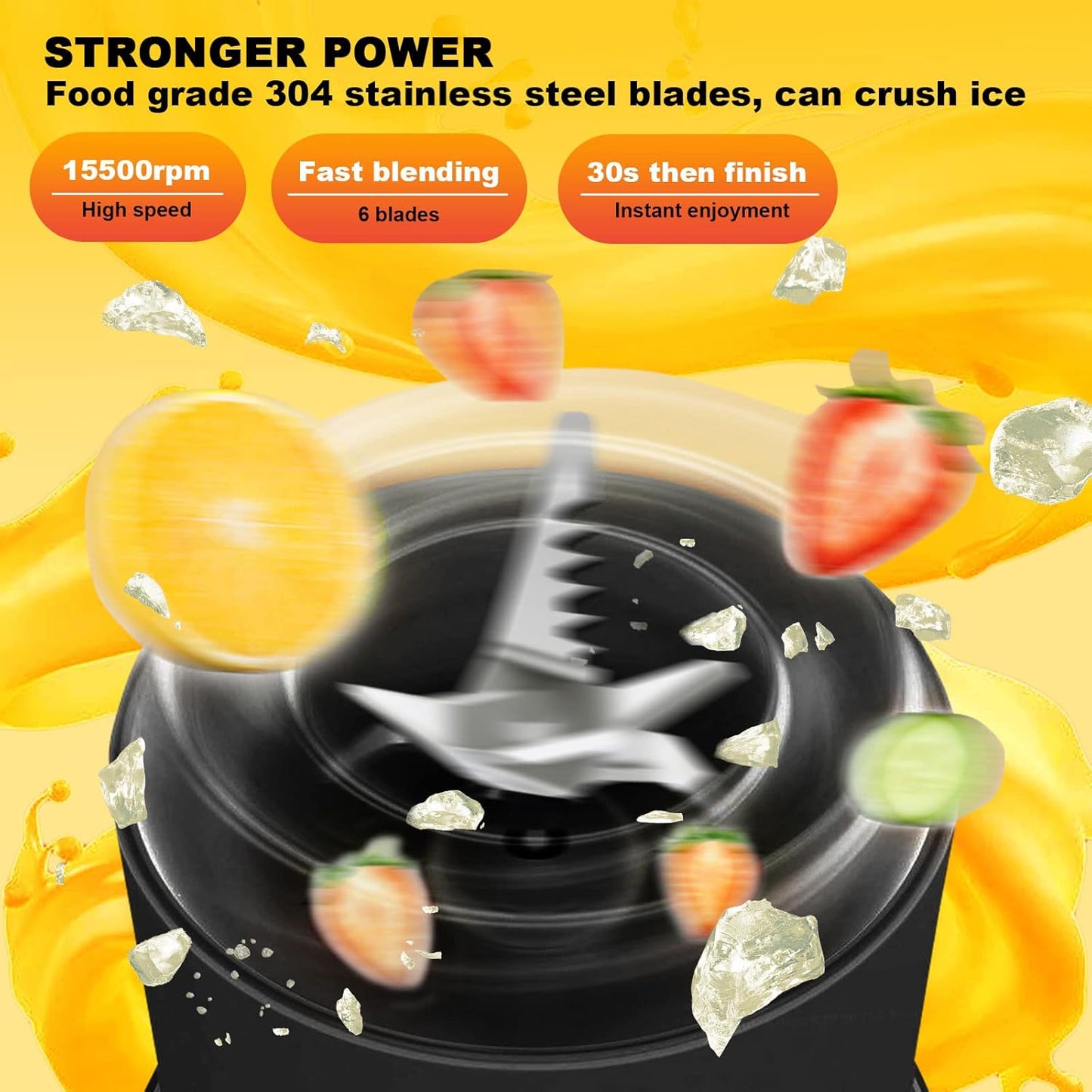 Portable Blender, 500ML Personal Blender for Shakes and Smoothies, USB Rechargeable with Six Blades for Travel