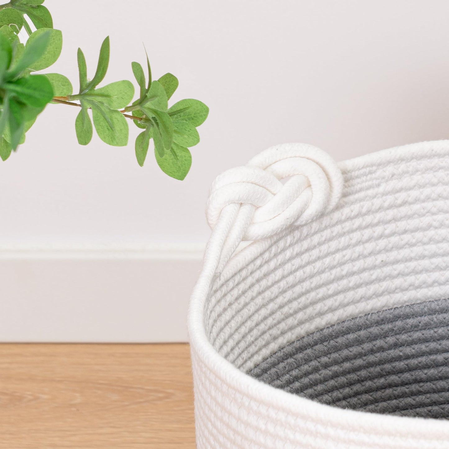 CLHMILY&Z 3 Pack Round Woven Cotton Storage Bins 11x11x11 Inch Collapsible Organizer Baskets for Cube Shelves Kids Room Closet and Home Decor Soft Durable Washable, grey