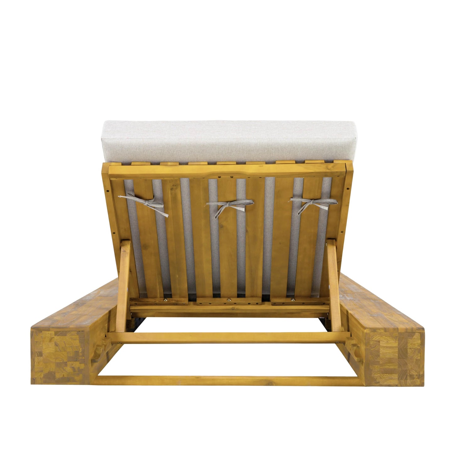 Christopher Knight Home Tory Acacia Wood Chaise Lounge Chair Outdoor Set of 2, Poolside Sun Lounger Recliner, Patio Outdoor Chaise Lounge with Cushions, Adjustable Backrest Lounge Sofa, Beige+Teak