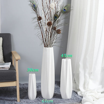 sdneNest Floor Vase Ceramic Vase,Decorative Large,Floor, Large Floor Vase,White Ceramic Vase,Handcrafted,Sophisticated Vessel for Decorative Branches and Dried Flower,White-45cm