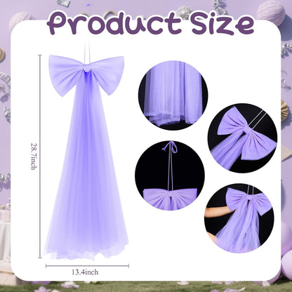 Zeyune Giant Purple Bow Wall Decor - 13.4 x 28.7 Inch Ribbon for Birthday, Wedding & Baby Showers