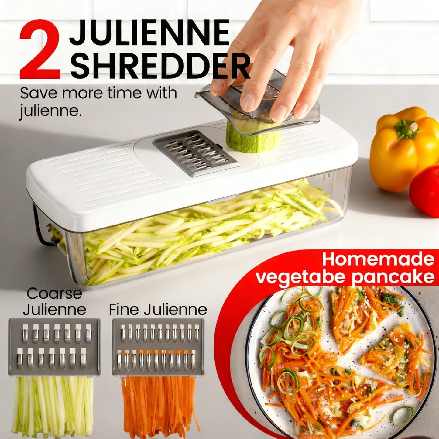 Vegetable Chopper Mandoline Slicer 8-in-1 with Container, 8 Blades for Onion, Veggie & Fruit, Easy Food Slicer Dicer Cutter, Kitchen Gadgets & Essentials