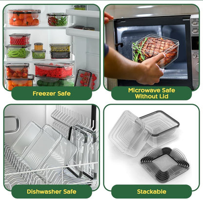 44 Pcs Food Storage Containers with Lids Airtight- (22 Stackable Boxes-22 Lids) Plastic Meal Prep Container for Pantry Kitchen Organization, Microwave, Dishwasher, Freezer Safe -100% Leak Proof
