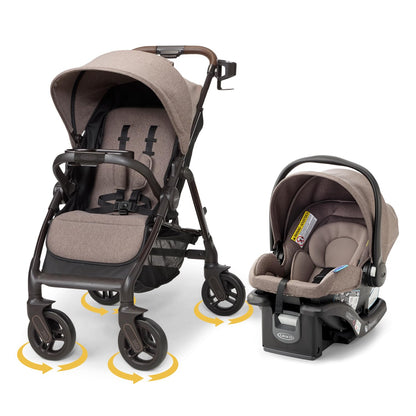 Graco Merge Travel System - Swivel Wheel Baby Stroller Car Seat Combo, Travel System Stroller with 360-Degree Rotating Wheels