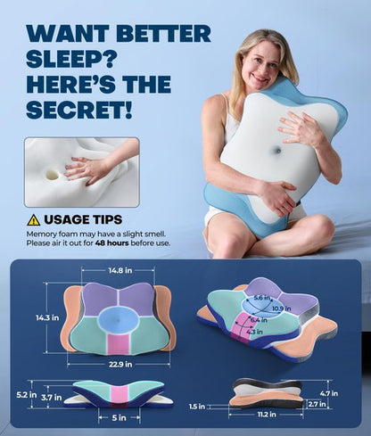 5X Pain Relief Cervical Neck Pillow for Neck Support, Ergonomic Cooling Side Sleeper Pillow for Sleeping, Odorless Contour Memory Foam Pillows, Bed Pillow for Side Back Stomach Sleeper