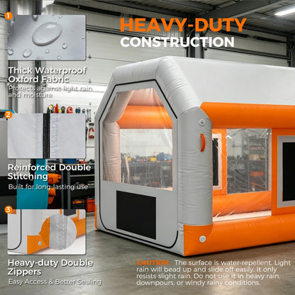 10x8.5x7ft Inflatable Paint Booth, Light Water-Resistant 210D Oxford Portable Spray Booth with 550W Blower, Professional Mobile Workshop for Car Parts, Furniture & Crafts, Dual Filtration