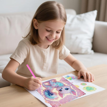 FlyingMage 5D Diamond Art Kits for Adults,Kawaii DIY Painting Art for Women, 4 Pack Cute Diamond Arts and Crafts Sets,Diamond Art Mosaic Kits,Big Gem Full Drill Diamond Dots, Fox Cat Rabbit Snail