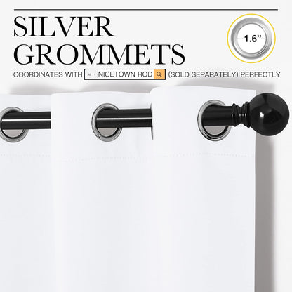 NICETOWN Draperies Curtains - 50% Sunlight Blocking Grommet Top Panels for Small Windows | White (2 Panels, 34" x 45")