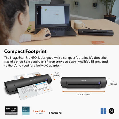 Ambir ImageScan Pro 490i Duplex Document Scanner with AmbirScan Business Card