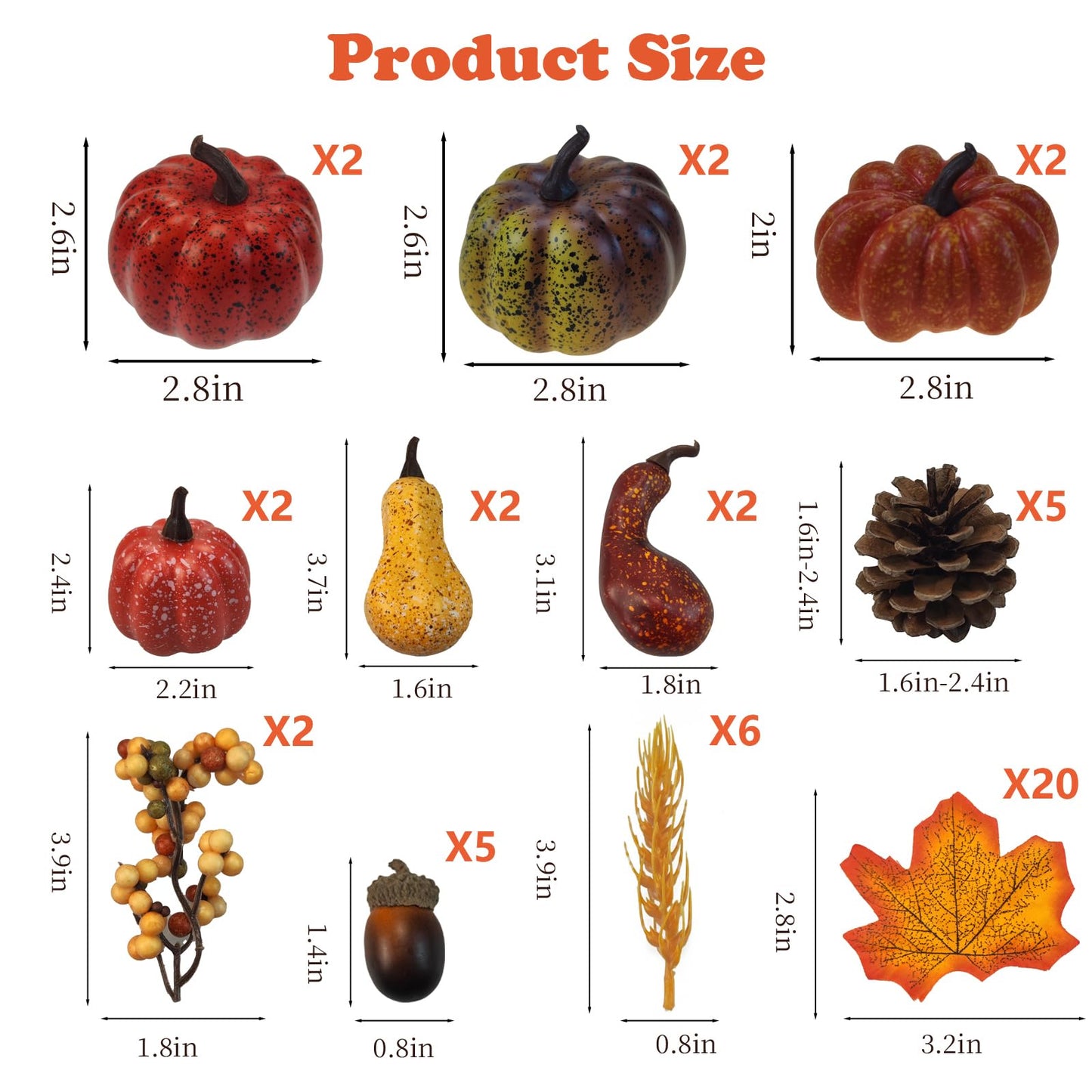 AOBOD Fake Pumpkin Decor Set,Mini Fake Pumpkin Decor,Fall Harvest Decorations,Halloween Thanksgiving Decor and Table Centerpieces