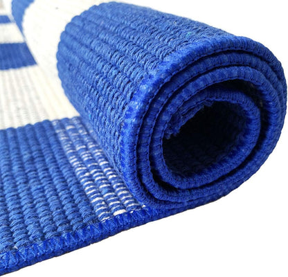 Ukeler Layered Door Mats, Washable Blue and White Buffalo Check Kitchen Rugs, 51.2''×23.6''