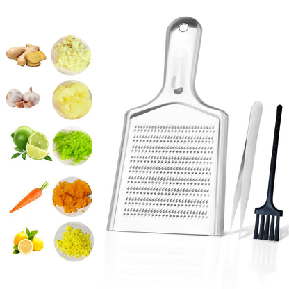 Ginger Grater Tool, Stainless Steel Grater Rustproof 8.46"x4.16" Large Size Ginger Grinder for Fine Grate, Dishwasher Safe Kitchen Tool for Garlic Cheese, Nutmeg, Vegetables & Citrus Zesting