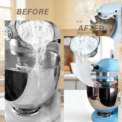 2PCS Flour Funnel for Kitchen Aid Mixer, 2026 New Plastic Funnel with Easy-Pour Attachment Fits Tilt-Head 4.5–5 Qt (KSM150), No Mess Baking Tool for Flour, Sugar, and Egg Liquid