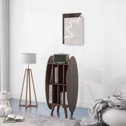 FURUIM2024M CD Record Storage Rack Modern Creativity Wooden Vinyl Record Storage Cabinet for Living Room Bedroom Lounge(Walnut Colour)
