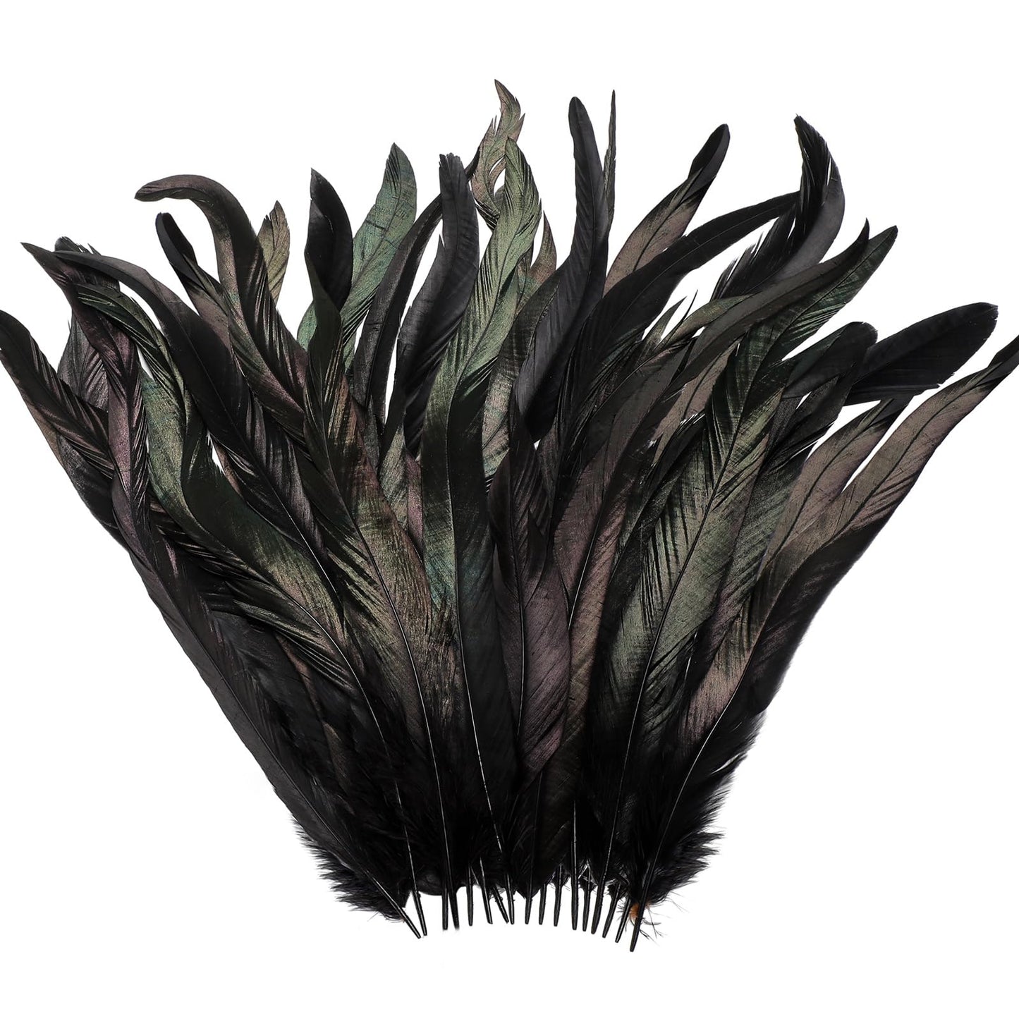 Yuxung Black Craft Feathers Bulk 100 Pcs, 12-14 Inch Long Natural Rooster Tail Feathers Party Decoration for Party Birthday Wedding DIY Crafts Costume Performances Ornaments
