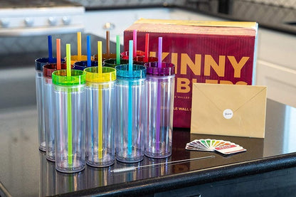 STRATA CUPS BUNDLE! 16 oz Colored Acrylic Tumblers (Set of 12) + 16 oz Matte Pastel Skinny Tumblers (Set of 12)