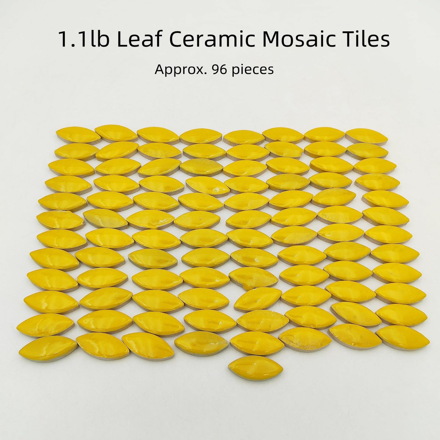 1.1lb Ceramic Mosaic Tiles for Crafts, Leaf Mosaic Pieces Porcelain Mosaic Tiles for Mosaic DIY, Stained Ceramics Supplies (Yellow)