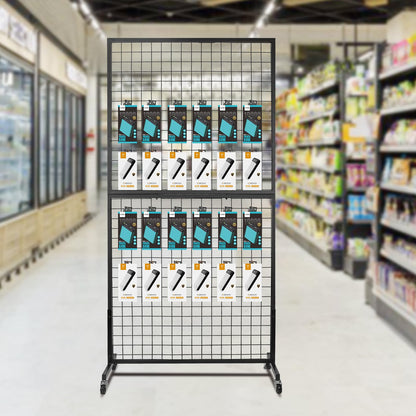 NectaCol Grid Wall Panels, 2 Packs 3'x 6' Grid wall Panels Stand with T-Base, Black Wire Gridwall Display Rack, Craft Show Display Rack, Art Gridwall Display Stand