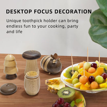 Cute Mushroom Toothpicks Holder with 390 Pcs Toothpicks, Cactus Toothpick Dispenser for Home Kitchen Decor