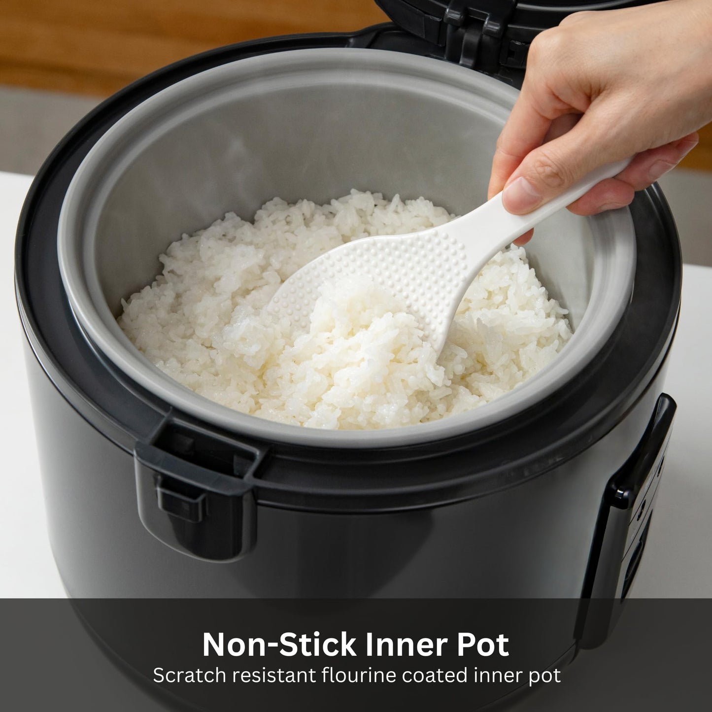 Tiger JNP-S18U-KY 10 Cup Capacity White Rice Cooker with Non-Stick Inner Pot, Retractable Power Cord, and Keep Warm up to 12 hours (Obsidian Black)