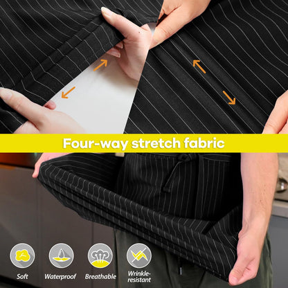 ROTANET Stripe Stretch Apron for Men Women Chef Big and Tall Large Striped Aprons with Pockets for Kitchen Cooking Waterproof Black