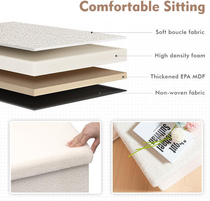 15"x15"x15" B FSOBEIIALEO Small Storage Ottoman Cube Sherpa Ottomans Foot Rest, Foldable Boucle Ottoman, Faux Teddy