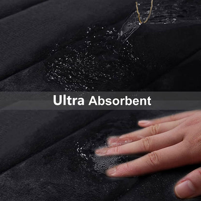 Buganda Memory Foam Bath Mat, 34" x 20", Ultra Soft and Non-Slip Bathroom Rugs, Water Absorbent and Machine Washable Bath Rug for Bathroom, Shower, and Tub, Black